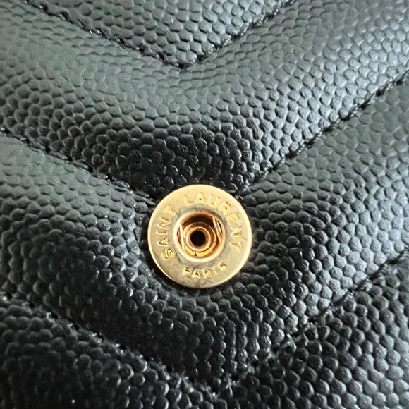 ๐SOLD๐ SAINT LAURENT Large Black WOC Grain de Poudre Wallet on Chain Monogram - Picture 9 of 16